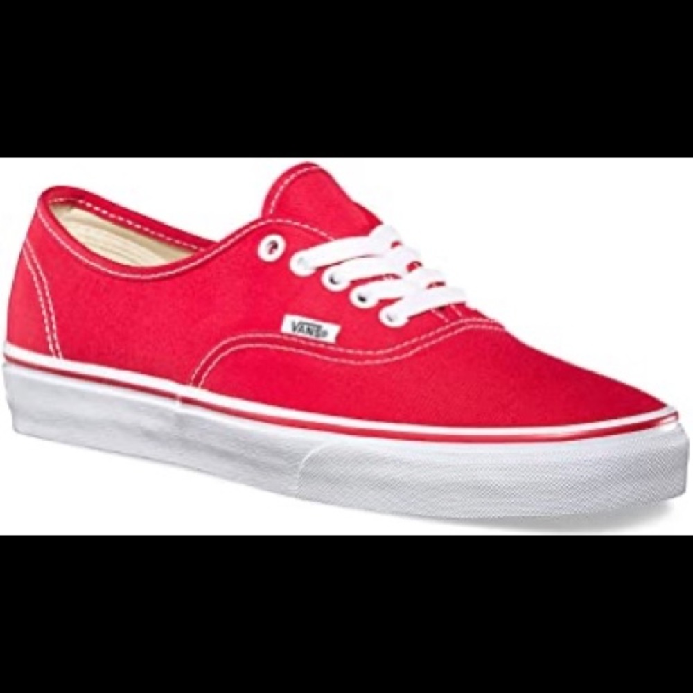 Red low top lace up vans